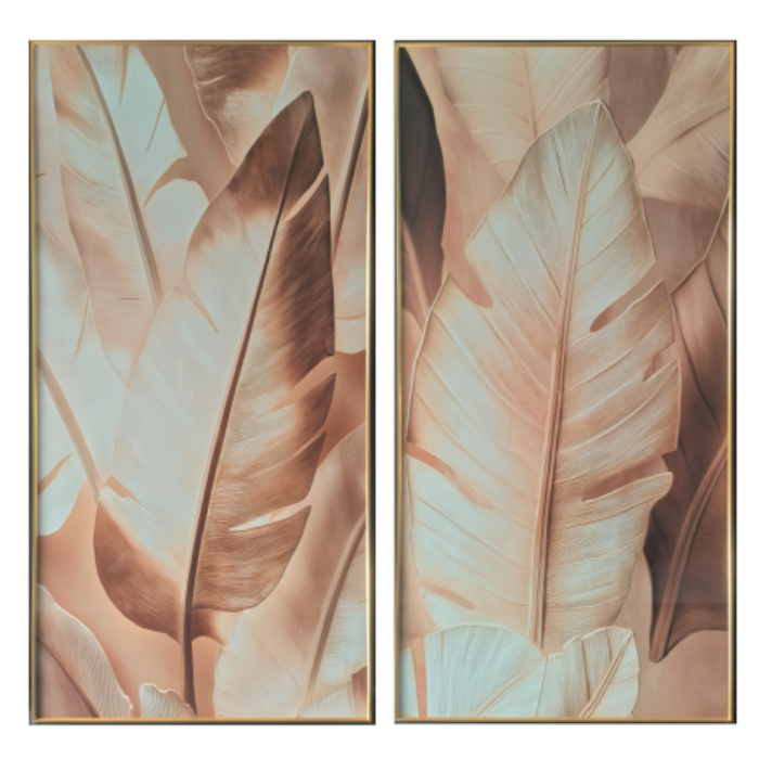 Cuadro aluminio hojas palmeras