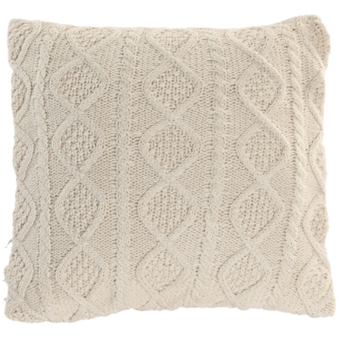 Cojín tejido a mano crudo