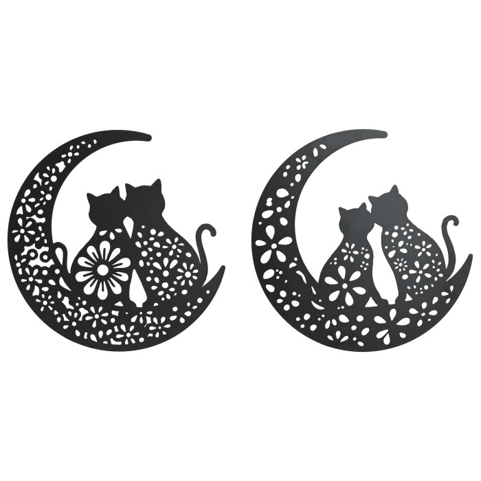 Decoración gato luna metal
