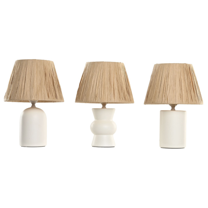 Lámpara sobremesa cerámica y rafia