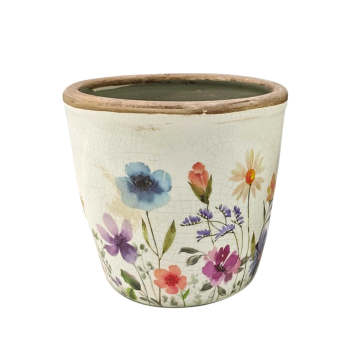 macetero cerámica flores pequeño