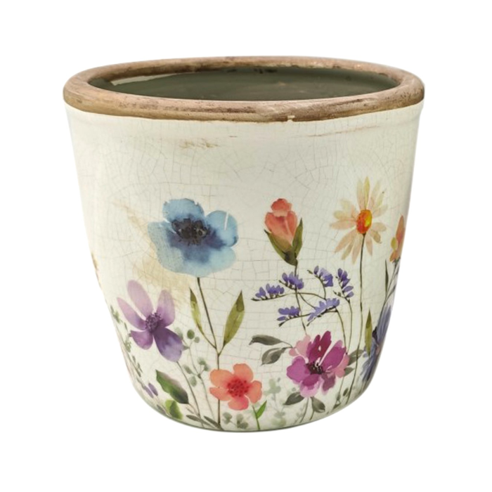macetero cerámica flores grande