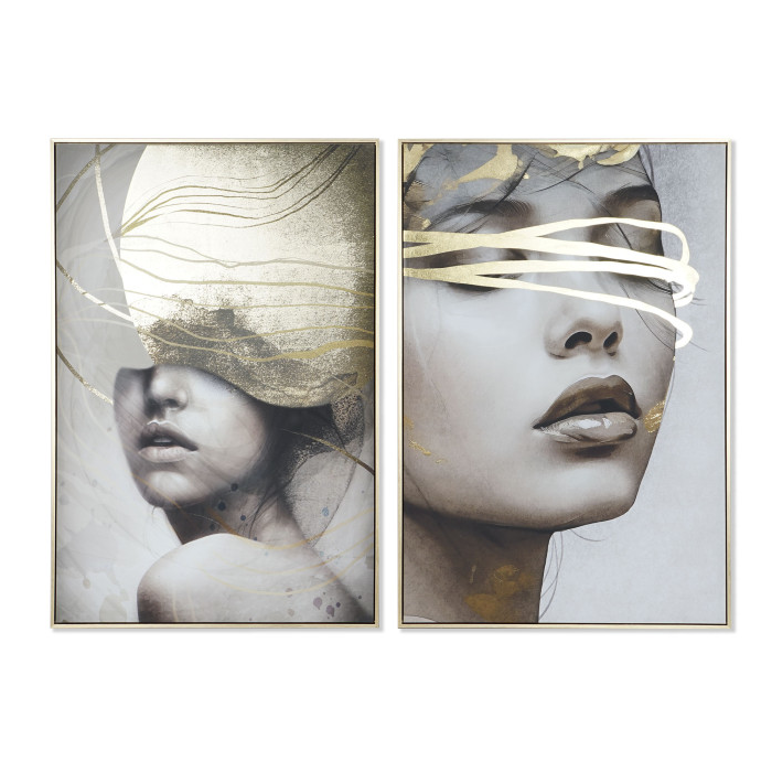 Cuadro lienzo mujer dorado