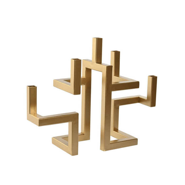 Candelabro metal dorado